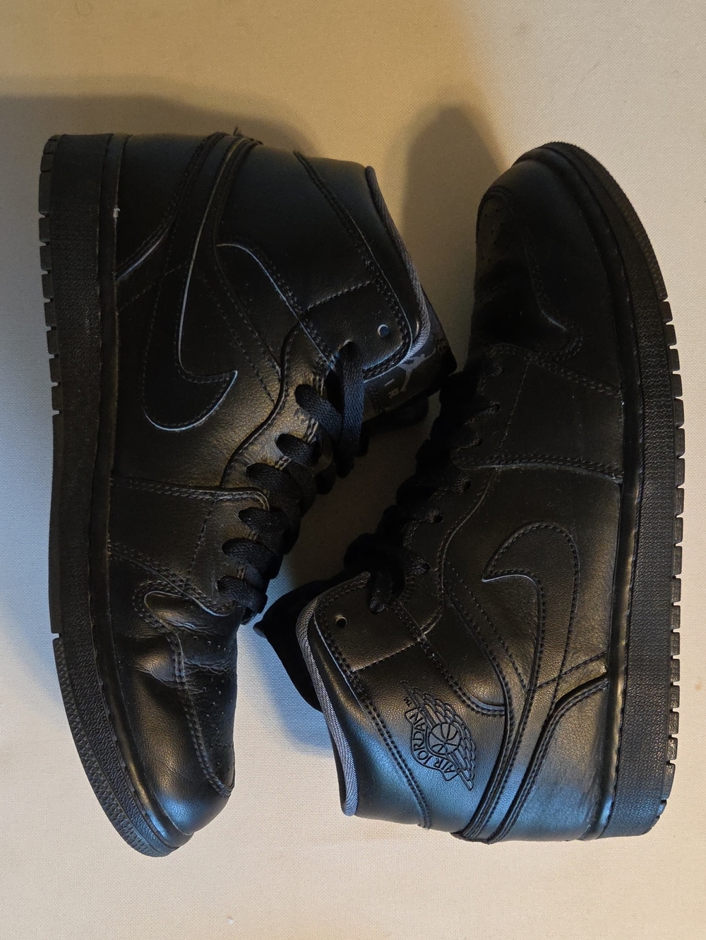 NIKE Air Jordan 1 Mid Triple Black Sneakers - Picture 4 of 10